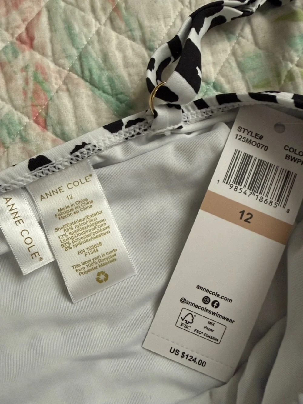 Anne Cole Black and White Leopard Print Women’s One-Piece Swimsuit - Picture 2 of 3